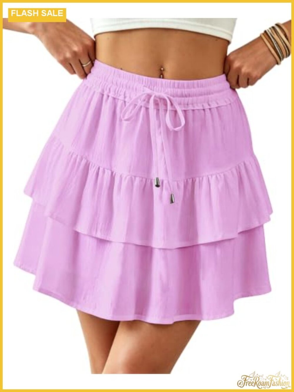 Ruffled Tiered Flowy Skort High Waist Flared Mini Skirt Country Concert